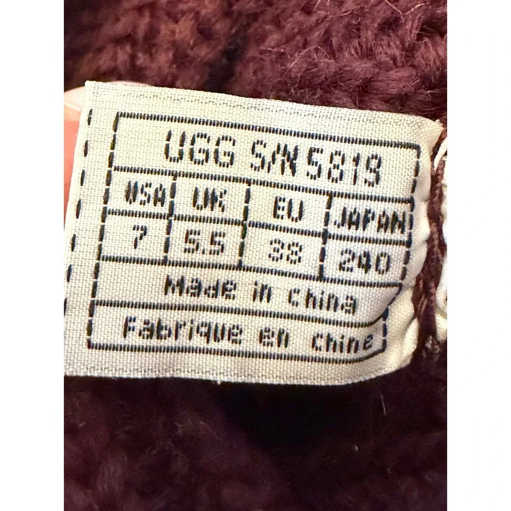 UGG Australia Classic Cardy Tall Knit Boots Burgundy Plum 5819 Womens 7